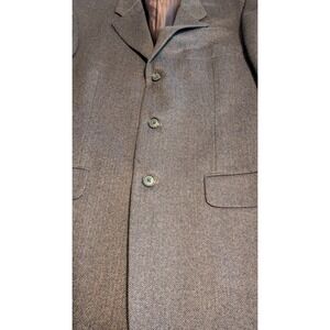 Men's Club Chocolate Brown Herringbone Design Wool/Cashmere Jacket Size Large
